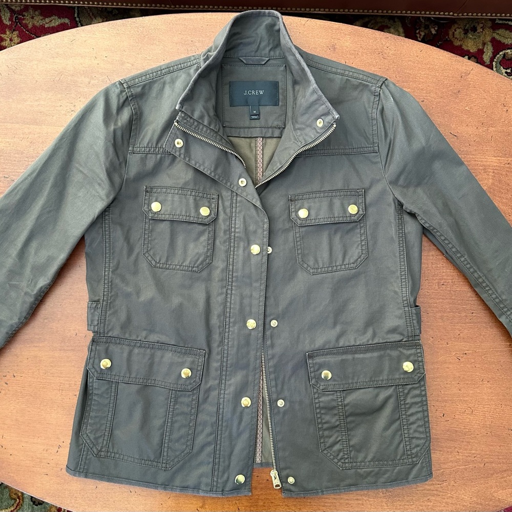 J. Crew Downtown Field Jacket, Medium, dark olive/mossy brown; excellent cond’n